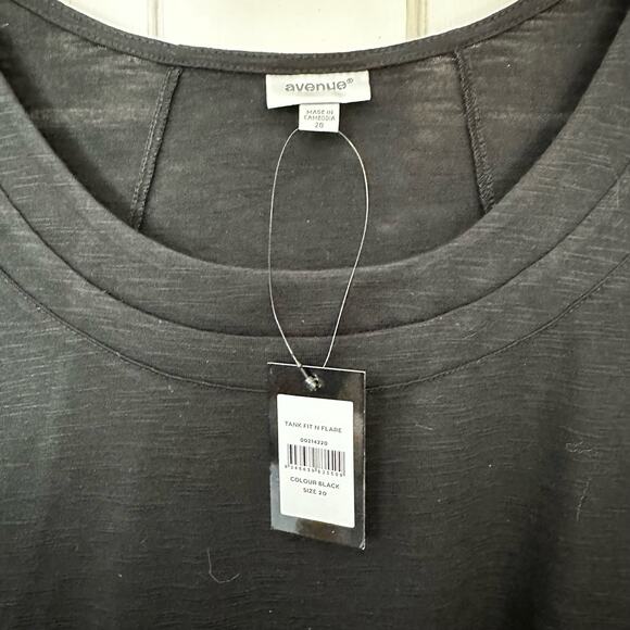 Avenue Tank Fit and Flare Top Solid Black Sleeveless Womens Plus Size 20 Career - Picture 5 of 7